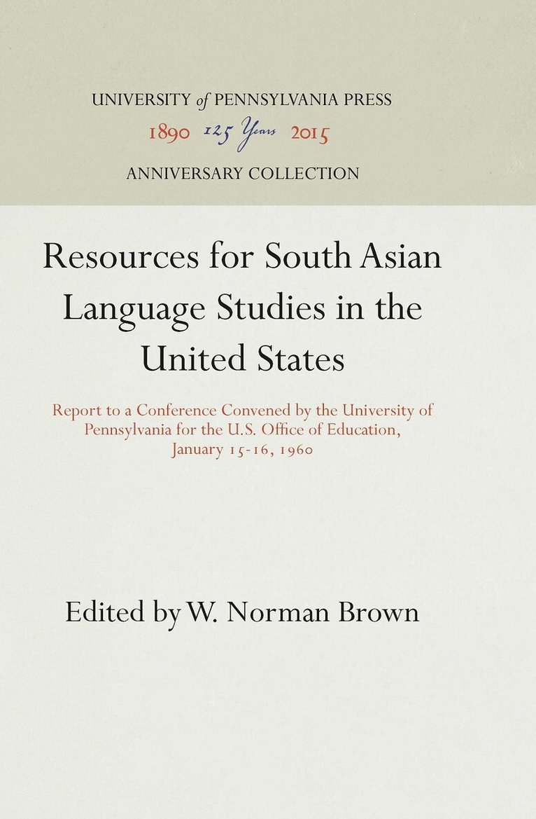 W. Norman Brown - Resources for South Asian Language Studies in the United States, E-bok