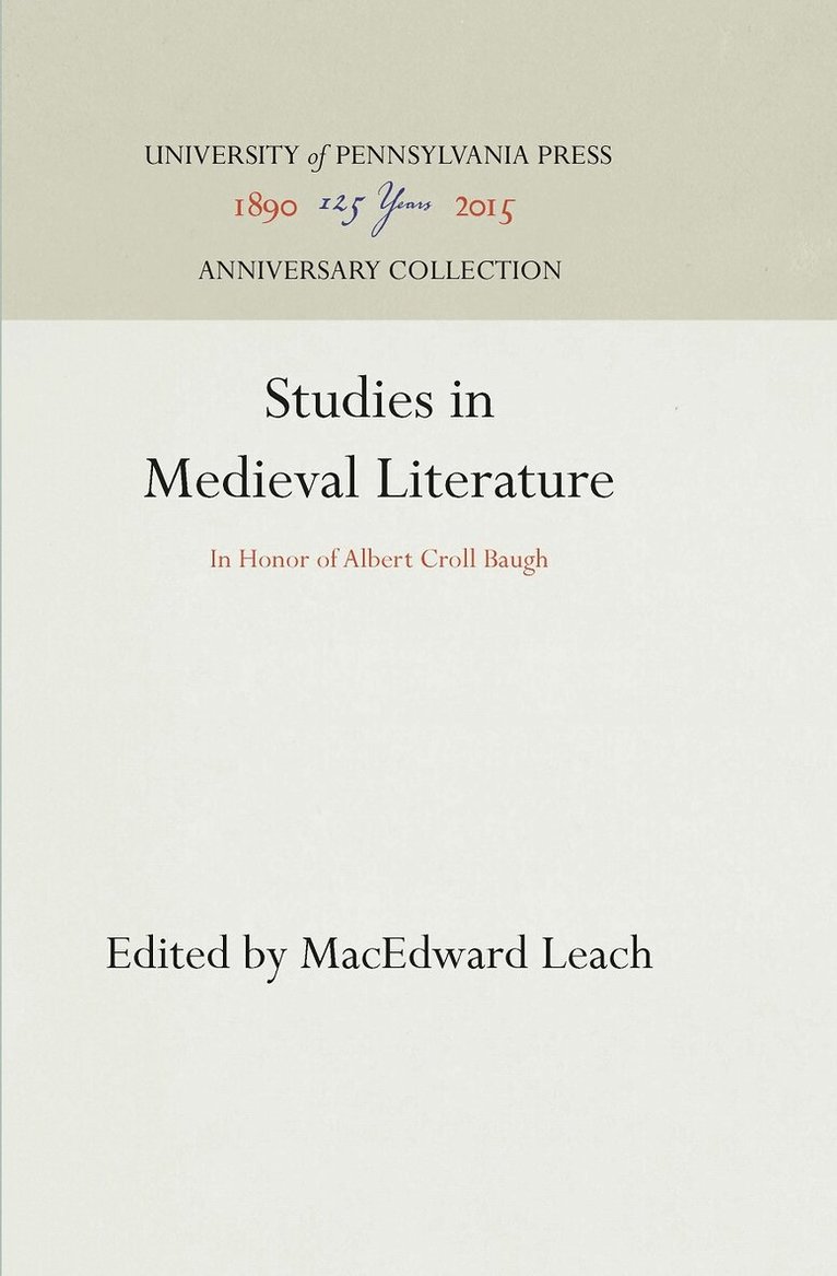 MacEdward Leach - Studies in Medieval Literature, E-bok