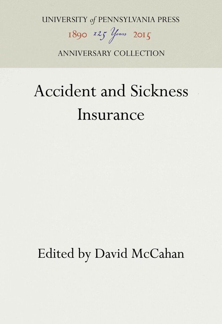 David McCahan - Accident and Sickness Insurance, E-bok