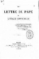La lettre du pape et l'italie officielle