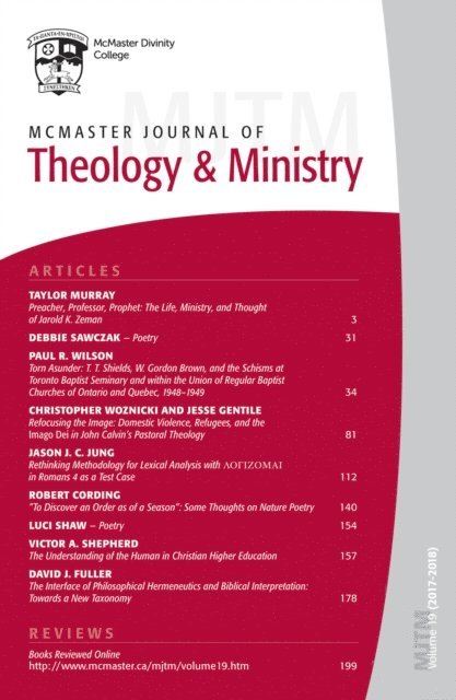 David J. Fuller - McMaster Journal of Theology and Ministry: Volume 19, 2017-2018, E-bok