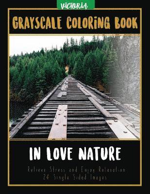 In Love Nature: Landscapes Grayscale Coloring Book Relieve Stress and Enjoy Relaxation 24 Single Sided Images