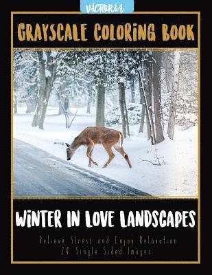 Winter In Love Landscapes: Grayscale Coloring Book Relieve Stress and Enjoy Relaxation 24 Single Sided Images