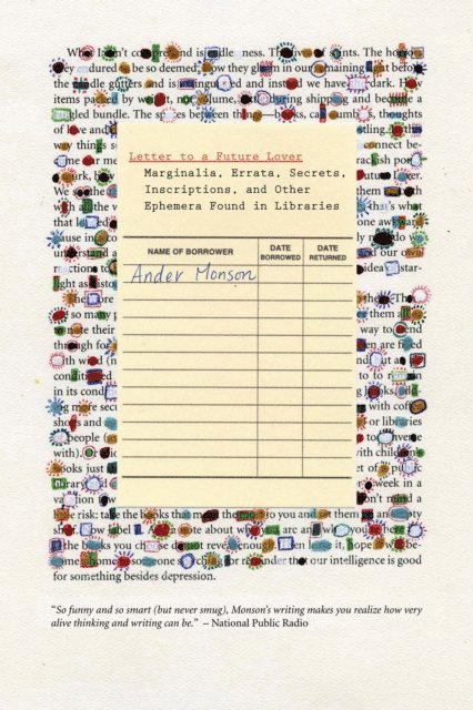 Ander Monson - Letter to a Future Lover, E-bok