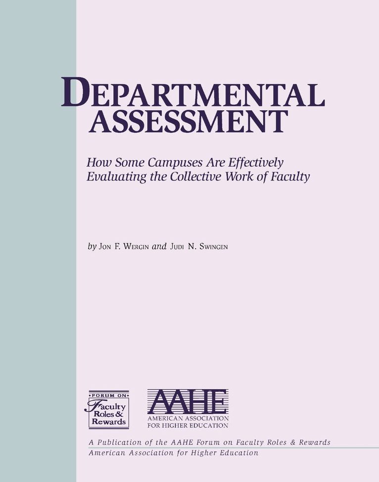 Jon F. Wergin, Judi N. Swingen - Departmental Assessment, Häftad