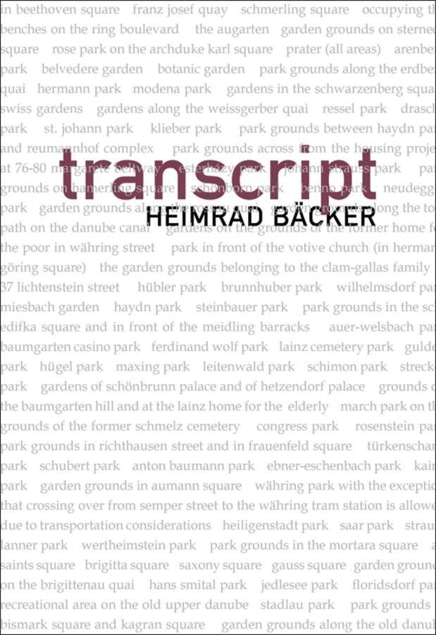Heimrad Backer, Friedrich Achleitner - Transcript, Häftad