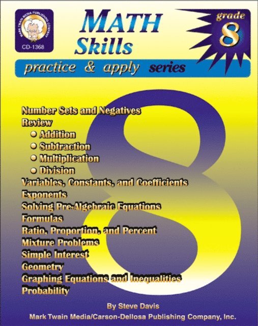 Steve Davis - Math Skills, Grade 8, E-bok