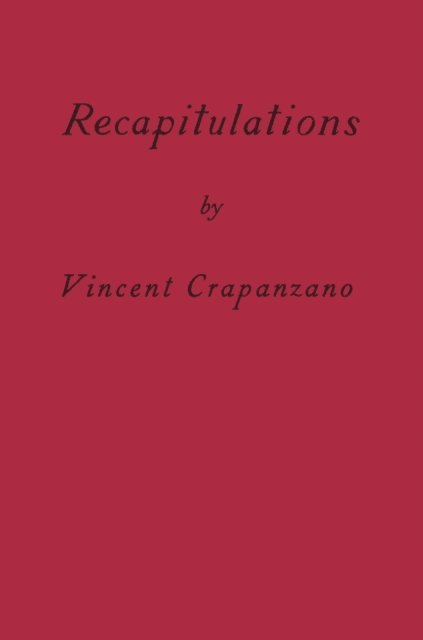 Vincent Crapanzano - Recapitulations, E-bok