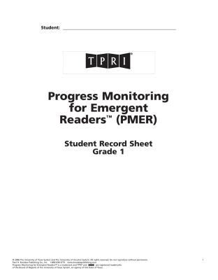 Brookes Publishing co - PMER Student Record Sheets, Häftad. Tillgänglighet: Tillfälligt slut