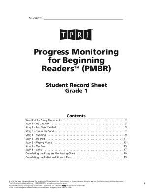 Brookes Publishing co - PMBR Student Record Sheets, Häftad. Tillgänglighet: Tillfälligt slut