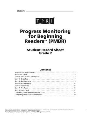 Brookes Publishing co - PMBR Student Record Sheets, Häftad. Tillgänglighet: Tillfälligt slut