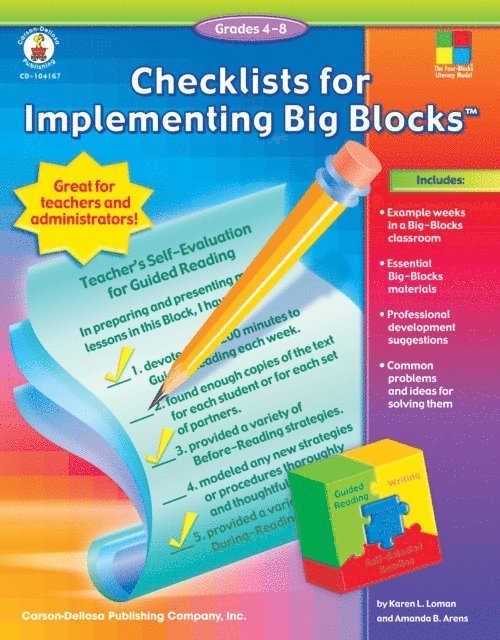 Karen L. Loman, Amanda B. Arens - Checklists for Implementing Big Blocks(TM), Grades 4 - 8, E-bok. Tillgänglighet: Lägg i varukorg