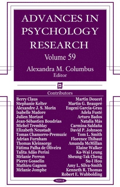 Alexandra M. Columbus - Advances in Psychology Research. Volume 59, E-bok
