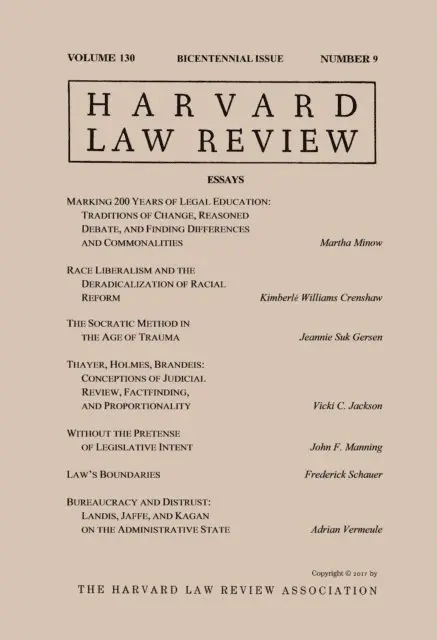 Harvard Law Review - Harvard Law Review: Volume 130, Number 9 - Bicentennial Issue 2017, E-bok. Tillgänglighet: Lägg i varukorg