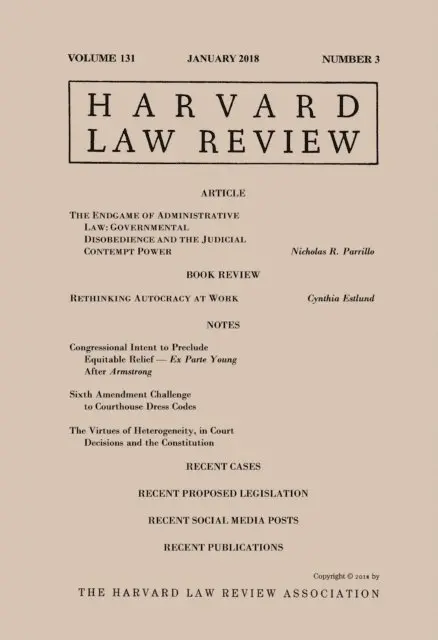 Harvard Law Review - Harvard Law Review: Volume 131, Number 3 - January 2018, E-bok. Tillgänglighet: Lägg i varukorg