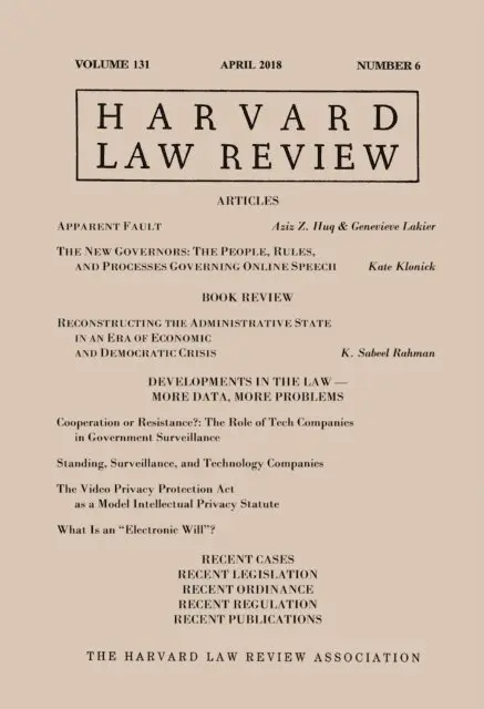 Harvard Law Review - Harvard Law Review: Volume 131, Number 6 - April 2018, E-bok. Tillgänglighet: Lägg i varukorg