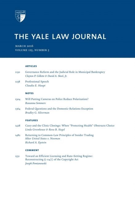 Yale Law Journal - Yale Law Journal: Volume 125, Number 5 - March 2016, E-bok. Tillgänglighet: Lägg i varukorg