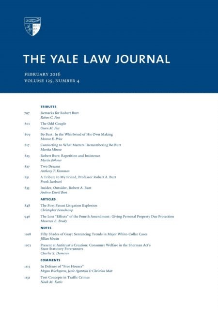 Yale Law Journal - Yale Law Journal: Volume 125, Number 4 - February 2016, E-bok. Tillgänglighet: Lägg i varukorg