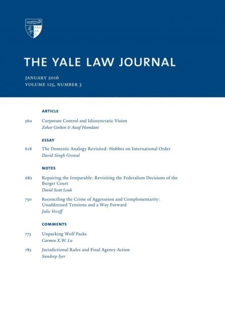 Yale Law Journal - Yale Law Journal: Volume 125, Number 3 - January 2016, E-bok. Tillgänglighet: Lägg i varukorg
