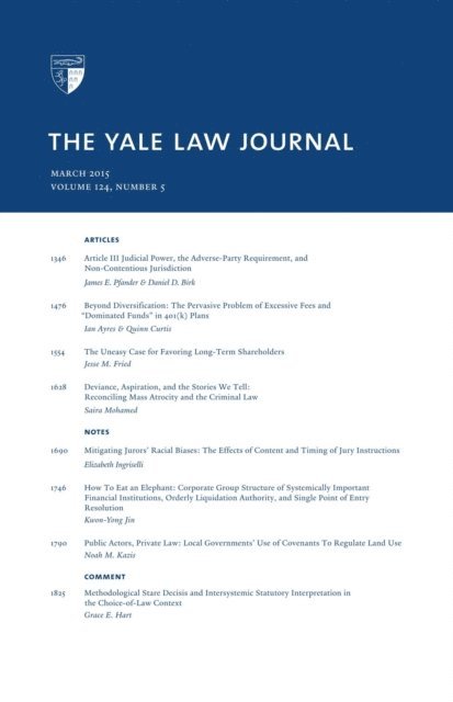 Yale Law Journal - Yale Law Journal: Volume 124, Number 5 - March 2015, E-bok. Tillgänglighet: Lägg i varukorg