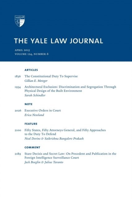 Yale Law Journal - Yale Law Journal: Volume 124, Number 6 - April 2015, E-bok. Tillgänglighet: Lägg i varukorg
