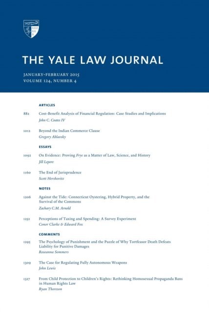 Yale Law Journal - Yale Law Journal: Volume 124, Number 4 - January-February 2015, E-bok. Tillgänglighet: Lägg i varukorg