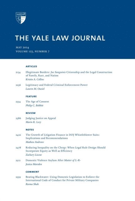 Yale Law Journal - Yale Law Journal: Volume 123, Number 7 - May 2014, E-bok. Tillgänglighet: Lägg i varukorg