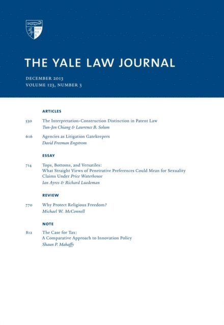 Yale Law Journal - Yale Law Journal: Volume 123, Number 3 - December 2013, E-bok. Tillgänglighet: Lägg i varukorg