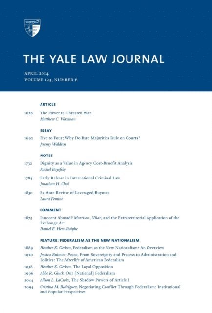 Yale Law Journal - Yale Law Journal: Volume 123, Number 6 - April 2014, E-bok. Tillgänglighet: Lägg i varukorg