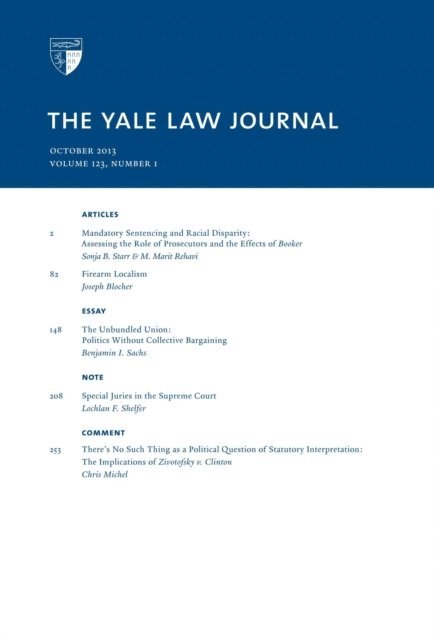 Yale Law Journal - Yale Law Journal: Volume 123, Number 1 - October 2013, E-bok. Tillgänglighet: Lägg i varukorg