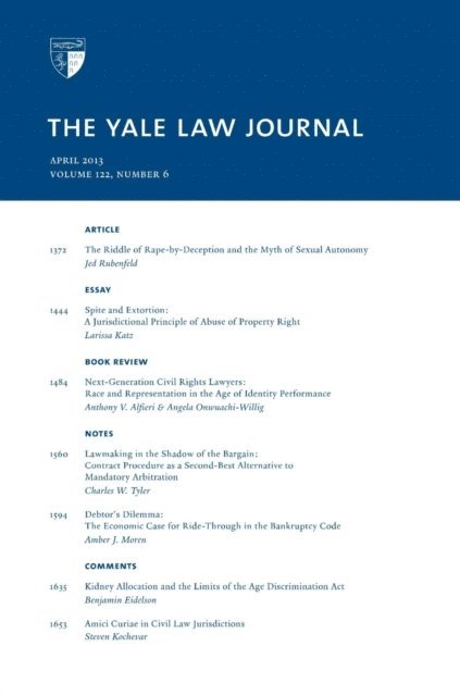 Yale Law Journal - Yale Law Journal: Volume 122, Number 6 - April 2013, E-bok. Tillgänglighet: Lägg i varukorg