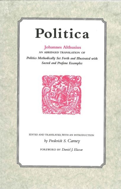 Johannes Althusius - Politica, E-bok