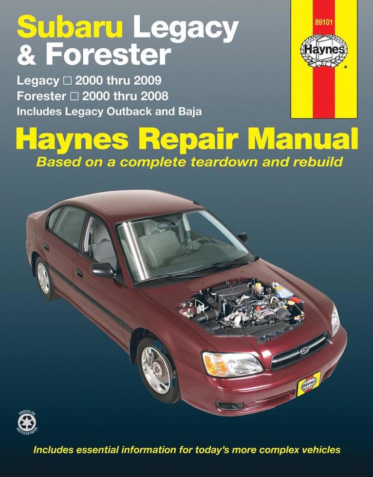 Haynes Publishing - Subaru Legacy & Forester covering Legacy (2000-2009) & Forester (2000-2008), inc. Legacy Outback & Baja Haynes Repair Manual (USA), Häftad