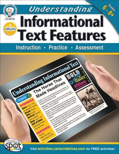 Carolyn Craig, Schyrlet Cameron - Understanding Informational Text Features, Grades 6 - 8, E-bok