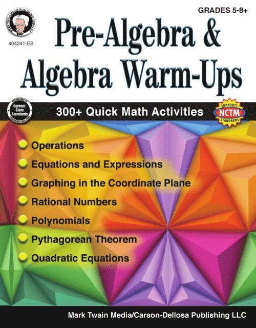Wendi Silvano, Cindy Barden - Pre-Algebra and Algebra Warm-Ups, Grades 5 - 8, E-bok