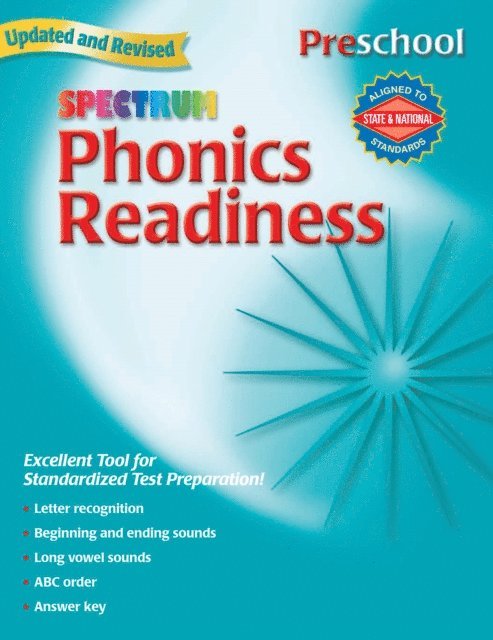 Spectrum - Phonics Readiness, Grade PK, E-bok