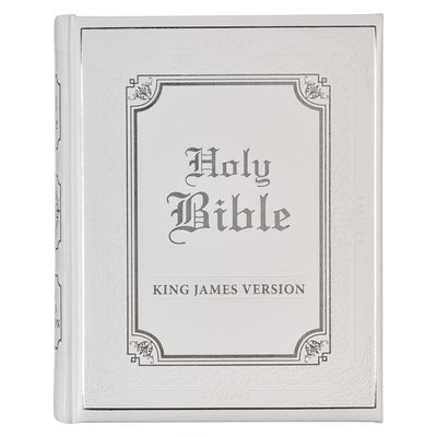 KJV Holy Bible, Classically Illustrated Heirloom Family Bible, Faux Leather Hardcover - Ribbon Markers, King James Version, White/Silver, Inbunden