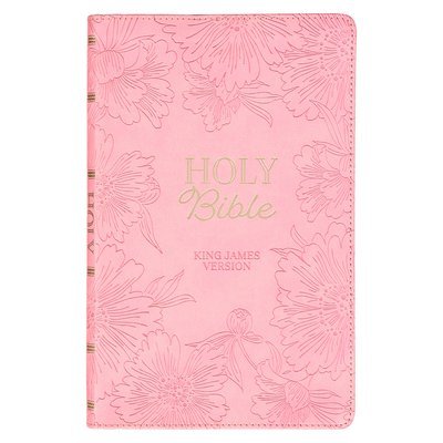 KJV Holy Bible, Gift Edition King James Version, Faux Leather Flexible Cover, Light Pink Floral, Inbunden
