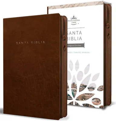 Biblia Reina Valera 1960 letra grande. Símil piel canela, cremallera, tamaño manual / Spanish Bible RVR 1960. Handy Size, Large Print, Leathersoft,...