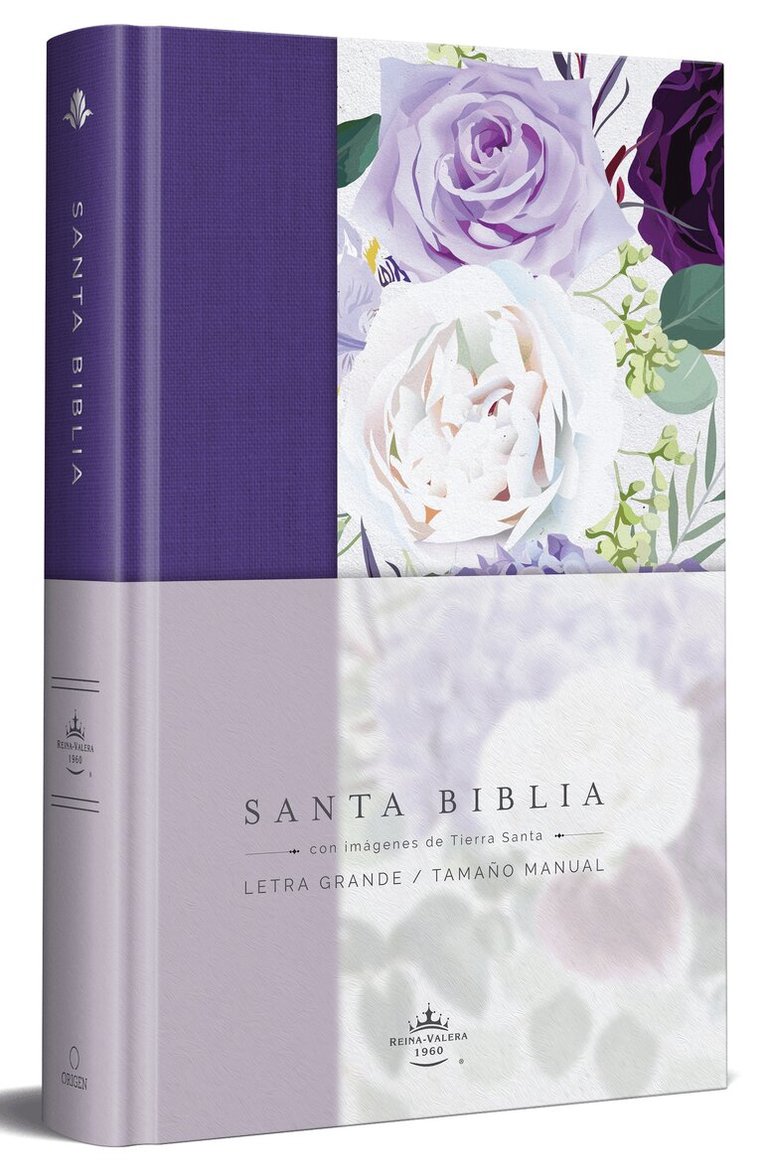 Reina Valera Revisada 1960 - Biblia RVR1960 Tapa dura y tela morada con flores tamaño manual / Spanish Bible RVR 1960 Handy Size Large Print Hardcover Cloth with Purple Floral, Inbunden