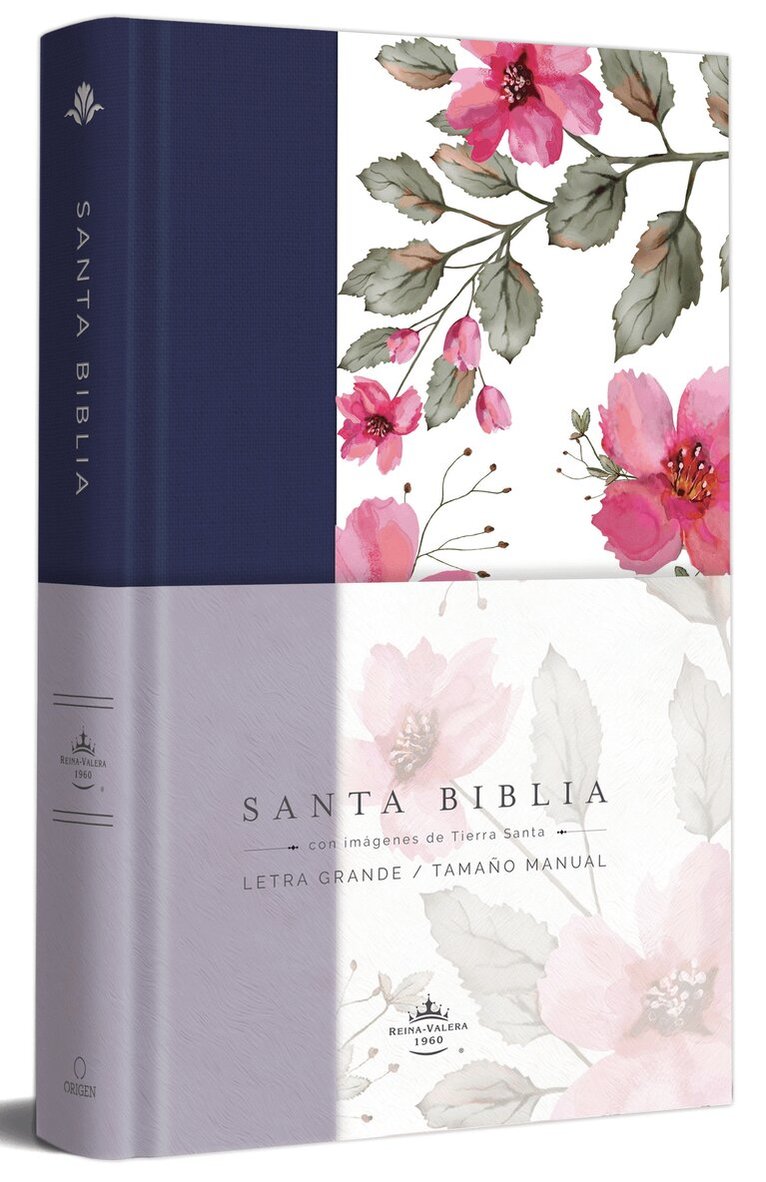 Reina Valera Revisada 1960 - Biblia RVR 1960 letra grande. Tapa dura tela azul púrpura con flores tamaño manual / Bible RVR 1960 Handy Size Hardcover Cloth with Purple Blue Flowers, Inbunden