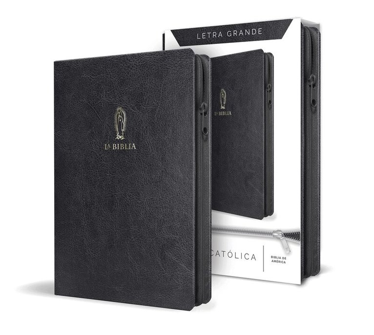 Biblia de América - La Biblia Católica letra y tamaño grande. Símil piel negra, cremallera / Catholic Bible in spanish Black Leathersoft with Zipper, Häftad