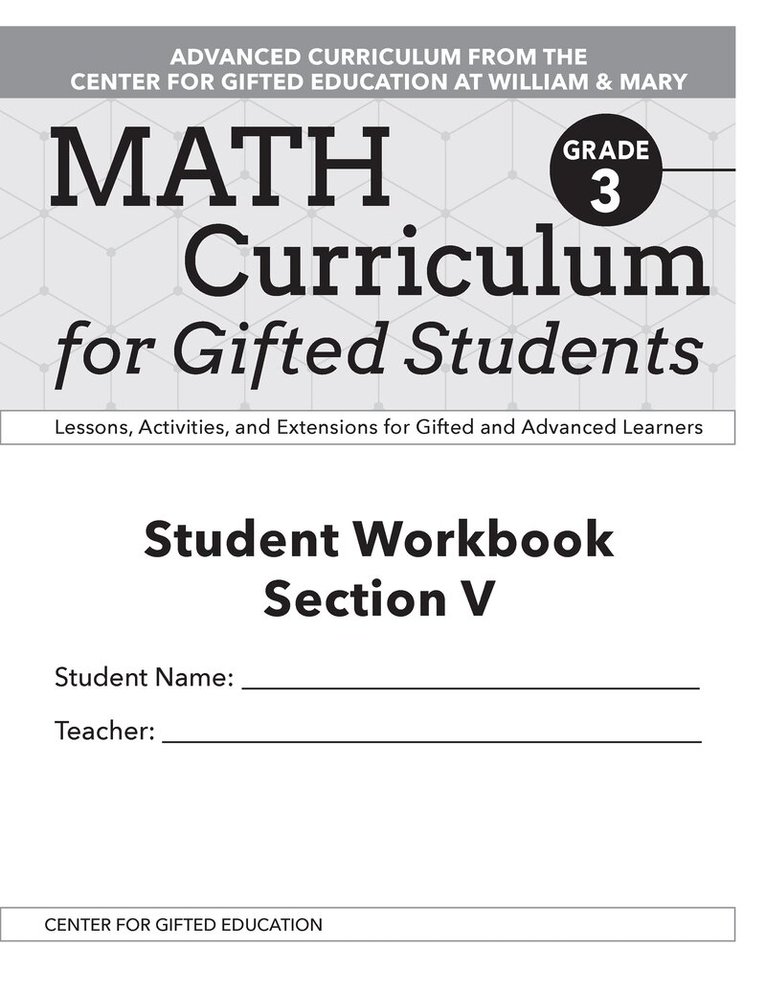 Clg Of William And Mary/Ctr Gift Ed, Margaret McKowen Patti Jess - Math Curriculum for Gifted Students, Häftad