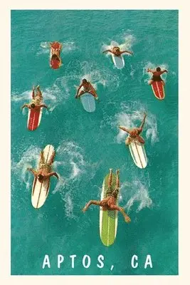 Vintage Journal Surfers Paddling, Aptos, California