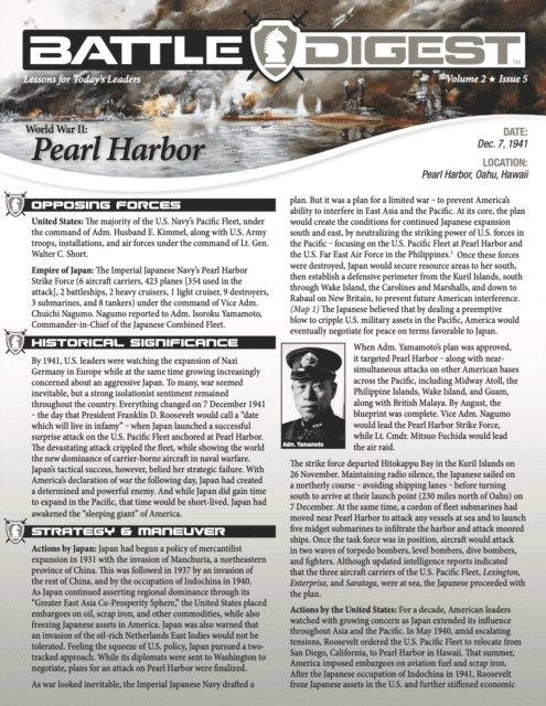 Michael E. Haskew, Christopher J. Petty - Battle Digest: Pearl Harbor, E-bok