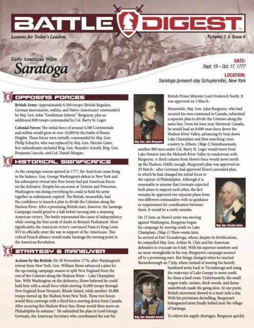 Christopher J. Petty - Battle Digest: Saratoga, E-bok