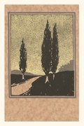 Vintage Journal Cypresses Woodcut