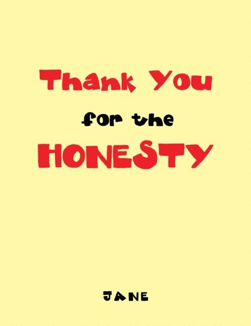 Jane - Thank You for the Honesty, E-bok