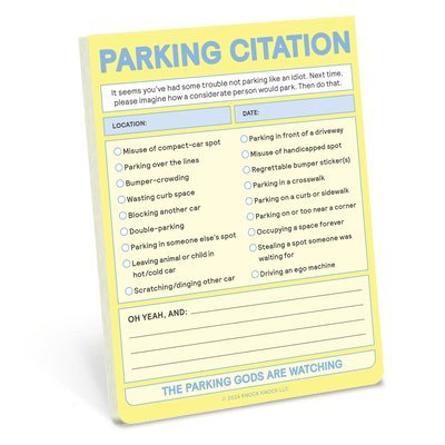 Knock Knock - Knock Knock Parking Citation Nifty Note (Pastel Yellow), Övrigt