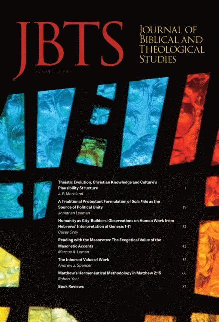 Justin McLendon, Ryan A. Brandt, Daniel S. Diffey - Journal of Biblical and Theological Studies, Issue 2.1, E-bok